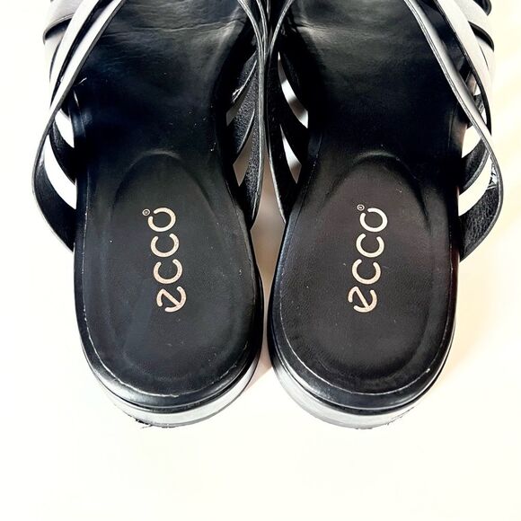 ECCO Designer Slide ii Supple Leather Black Crisscross Slide Sandals SZ 8 - Picture 7 of 15